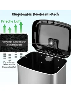 COSTWAY Mülleimer<Mülleimer 50L in Silber