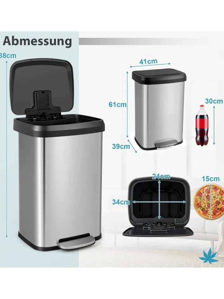 COSTWAY Mülleimer<Mülleimer 50L in Silber