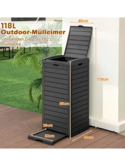 COSTWAY Mülleimer<Mülleimer mit Deckel 141 L in Schwarz