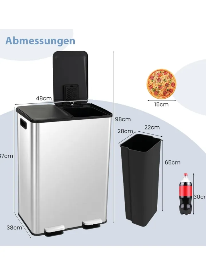 COSTWAY Mülleimer<Mülleimer 2x30L in Silber