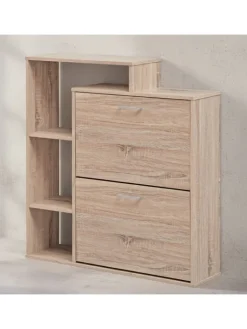 KADIMA DESIGN Garderoben<Moderner Schuhkipper MASSA Holz 2 Fächer Eiche 12 Paar Schuhe