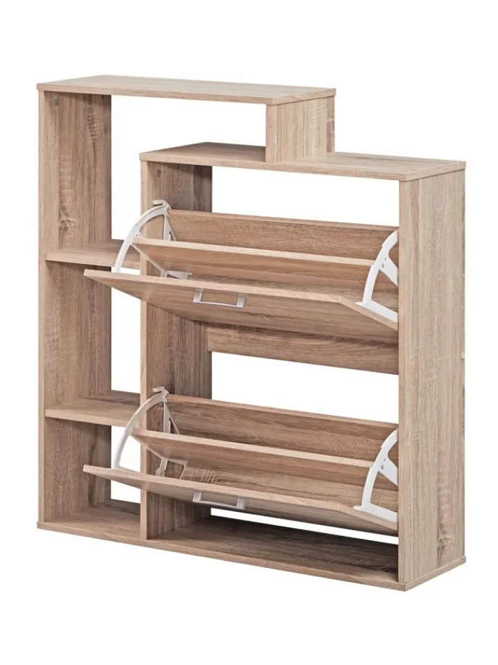 KADIMA DESIGN Garderoben<Moderner Schuhkipper MASSA Holz 2 Fächer Eiche 12 Paar Schuhe