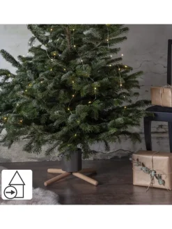 STAR Trading Künstliche Weihnachtsbäume<Moderner Weihnachtsbaumständer ,Granig' aus Metall und Holz, grau-natu