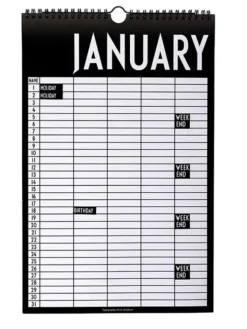 Design Letters Büro- & Schulbedarf<Monatskalender in Schwarz/ Weiß - (B)39 x (H)25 cm