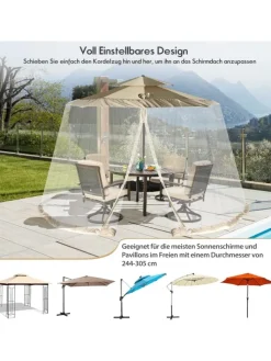 COSTWAY Gartenmöbel<Moskitonetz für 2,5-3m Pavillon in Beige