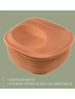 Römertopf Kochgeschirr<Multi-Bräter in Hellbraun - für 4 Personen