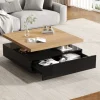 ABRIHOME Tische<Multifunktionaler 360° schwenkbarer Couchtisch mit Stauraum in Schwarzer