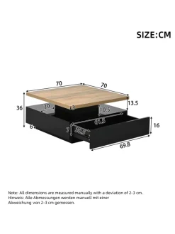 ABRIHOME Tische<Multifunktionaler 360° schwenkbarer Couchtisch mit Stauraum in Schwarzer