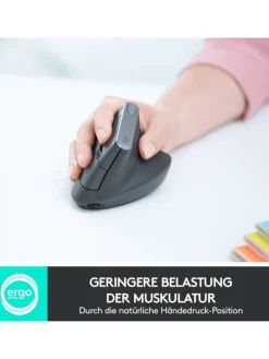 Logitech Tablets, Konsolen & Elektronisches Spielzeug<MX Vertical Maus für ergonomische Handhaltung und präzise in Schwarz