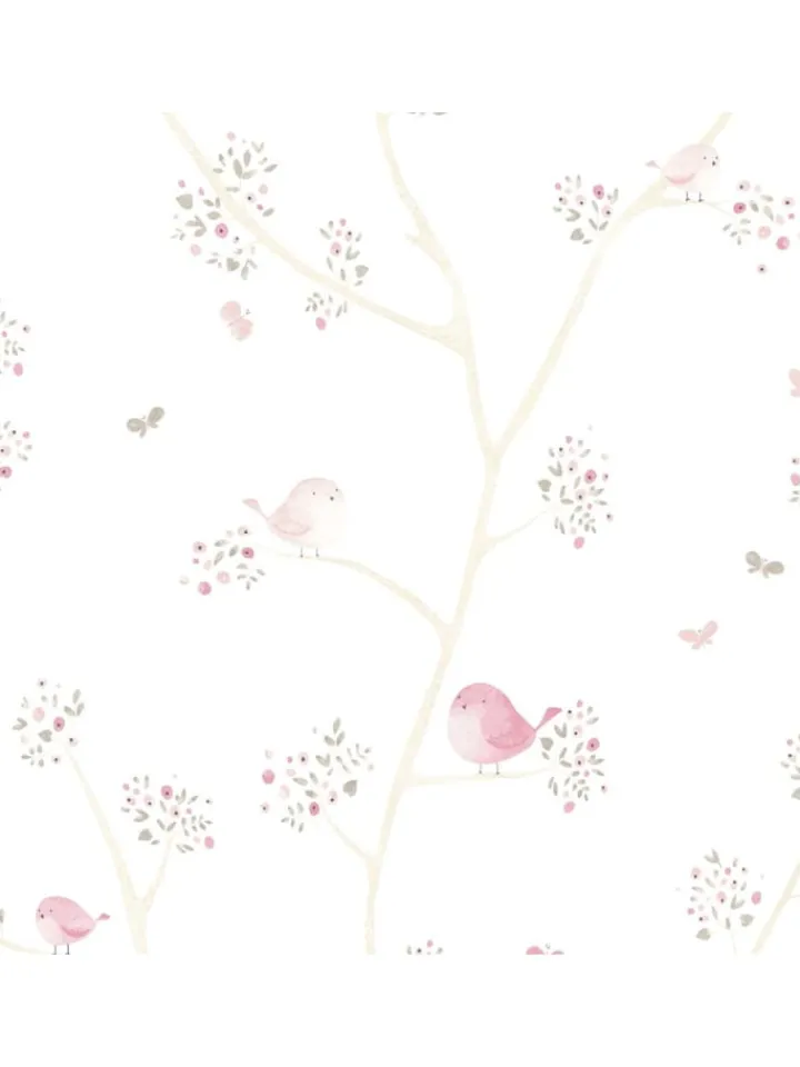 Casadeco Gardinen, Jalousien & Rollos<My Little World Stoff Vögelchen rosa grau