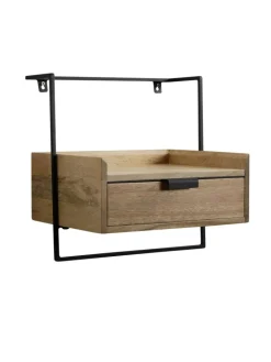 KADIMA DESIGN Tische<Nachtkonsole für Wandmontage 44x45x35 cm Mango Massivholz Hellbraun, in Beige