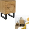 Rétro Chic Tische<Nachttisch ''Calypso'' in Hellbraun - (B)40 x (H)55 x (T)35 cm