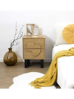 Rétro Chic Tische<Nachttisch ''Calypso'' in Hellbraun - (B)40 x (H)55 x (T)35 cm