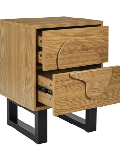 Rétro Chic Tische<Nachttisch ''Calypso'' in Hellbraun - (B)40 x (H)55 x (T)35 cm