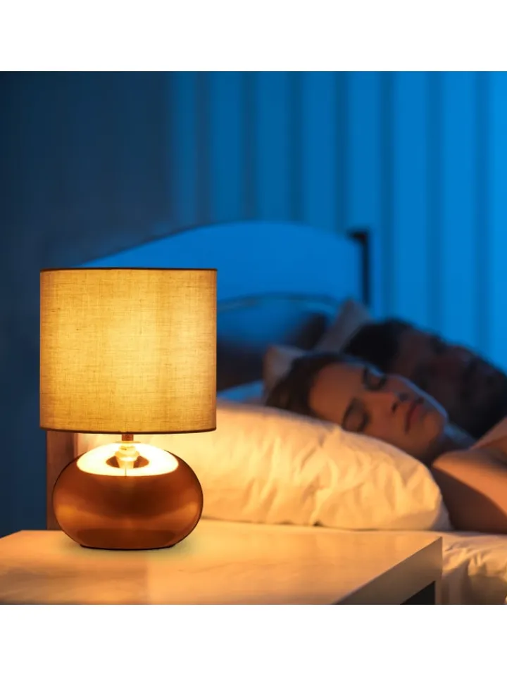 relaxdays Tischleuchten<Nachttischlampe in Kupfer - (H)28 x Ø 18 cm