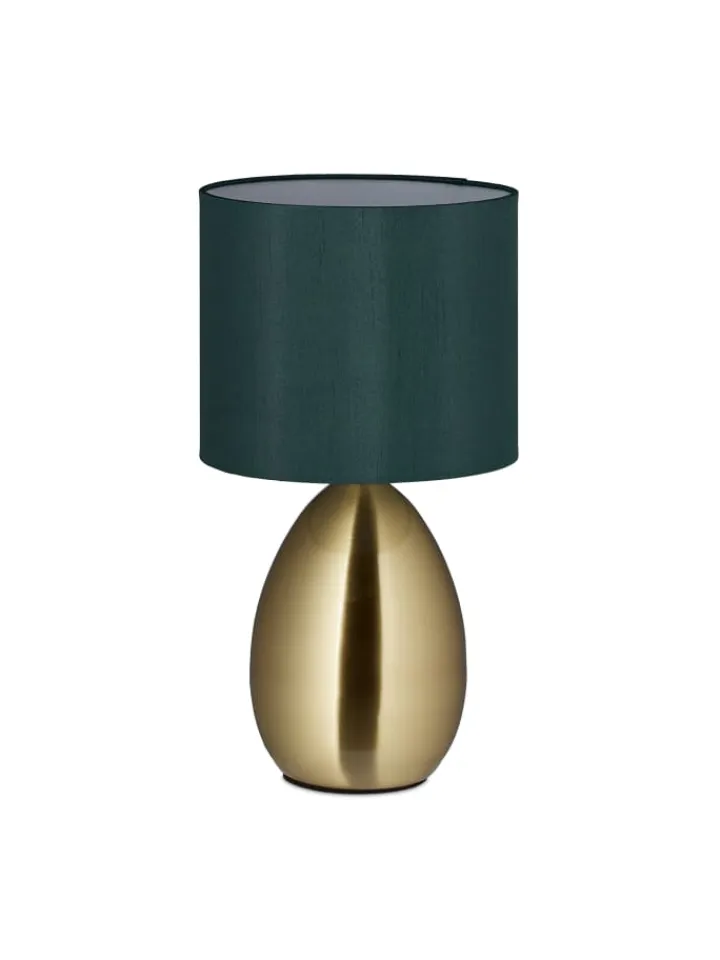 relaxdays Tischleuchten<Nachttischlampe Touch in Messing - (H)33,5 cm