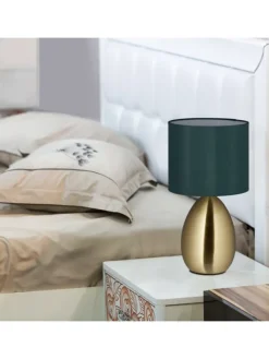 relaxdays Tischleuchten<Nachttischlampe Touch in Messing - (H)33,5 cm