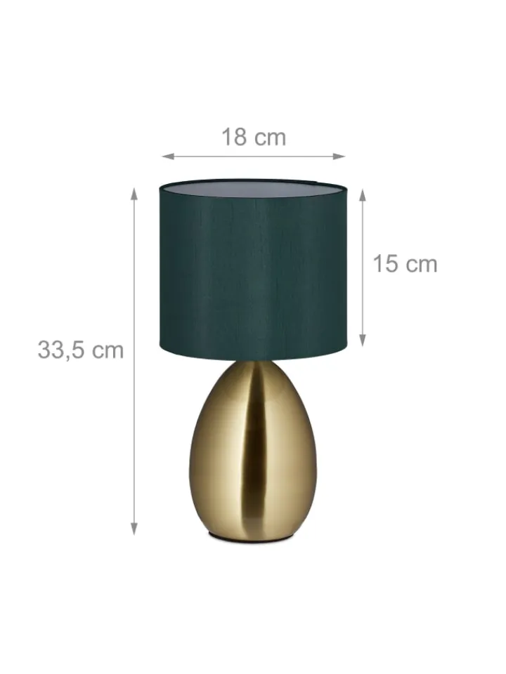relaxdays Tischleuchten<Nachttischlampe Touch in Messing - (H)33,5 cm