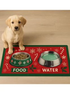 Paws&Whiskers Katzen<Napfunterlage in Rot - (L)40 x (B)70 cm