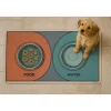 Paws&Whiskers Katzen<Napfunterlage in Türkis/ Orange - (L)40 x (B)70 cm