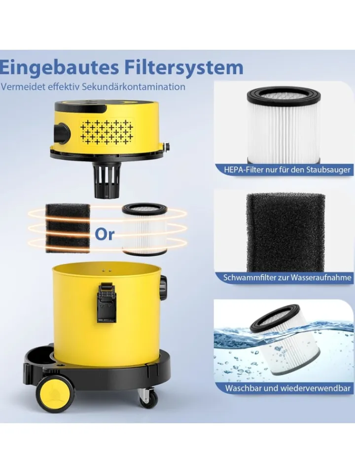 COSTWAY Staubsauger<Nass- & Trockensauger 1200W HEPA-Filter in Gelb