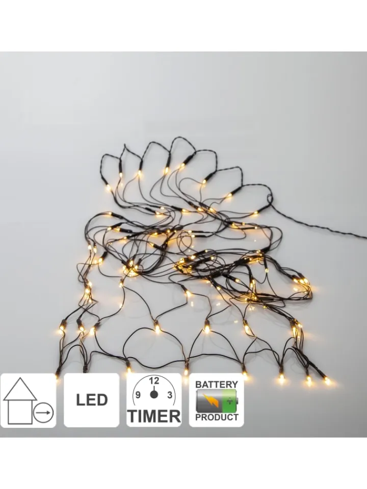 STAR Trading Lichterketten & Dekobeleuchtung<Netz LED-Lichterkette ,Akku, Batterie, warmweiß, outdoor, 80 LEDs, 15