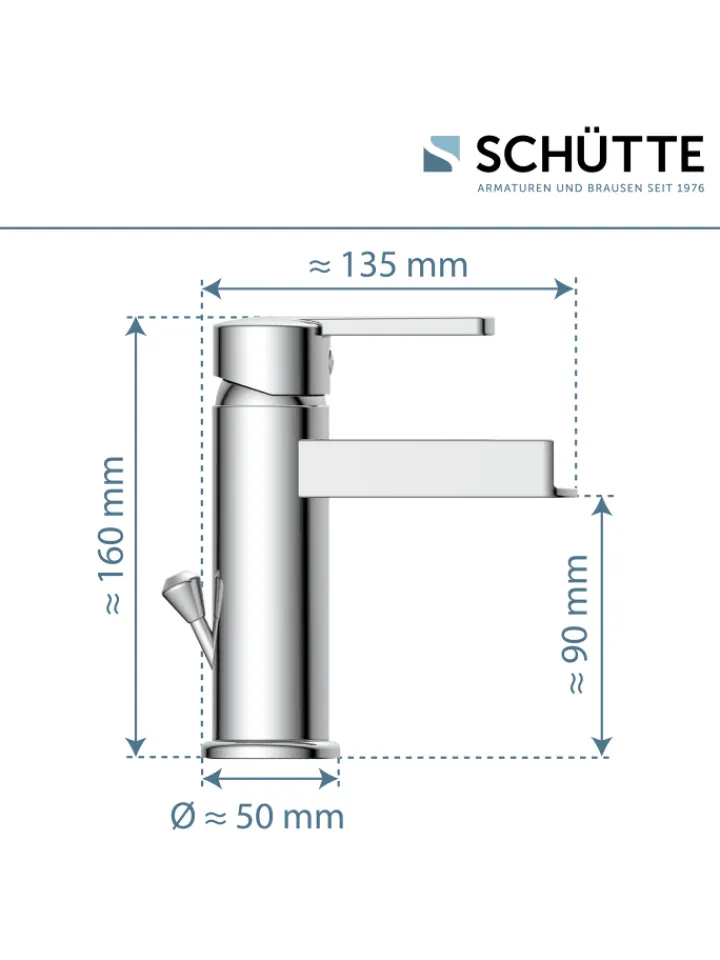Franz Joseph Schütte Badarmaturen<NIAGARA Waschtischarmatur, Chrom, mit Schwallauslauf