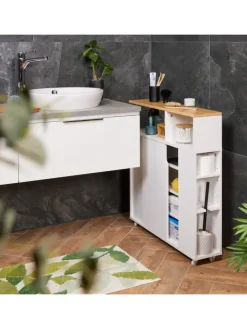 relaxdays Regale & Schränke<Nischenschrank in Weiß/ Natur - (B)17 x (H)79 x (T)75 cm