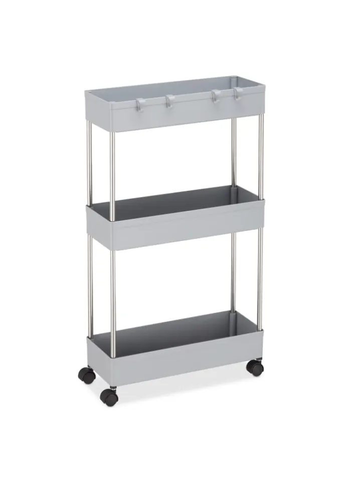 relaxdays Regale & Schränke<Nischenwagen in Grau - (B)15,5 x (H)70 x (T)40,5 cm