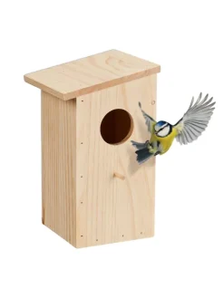 relaxdays Pflanzen & Zubehör<Nistkasten in Natur - (B)15 x (H)25,5 x (T)16 cm