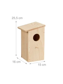 relaxdays Pflanzen & Zubehör<Nistkasten in Natur - (B)15 x (H)25,5 x (T)16 cm