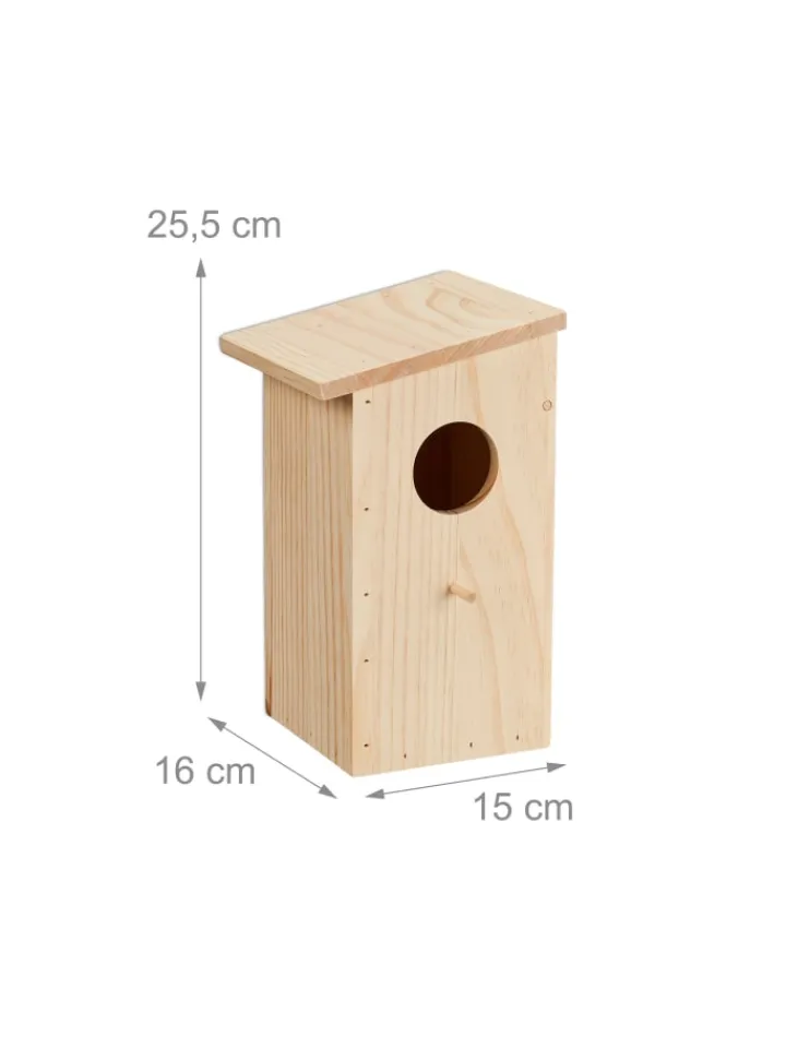 relaxdays Pflanzen & Zubehör<Nistkasten in Natur - (B)15 x (H)25,5 x (T)16 cm