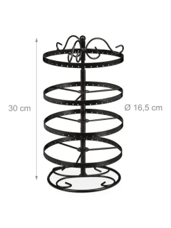 relaxdays Schmuckkästen<Ohrringhalter in Schwarz - (H)30 x Ø16,5 cm
