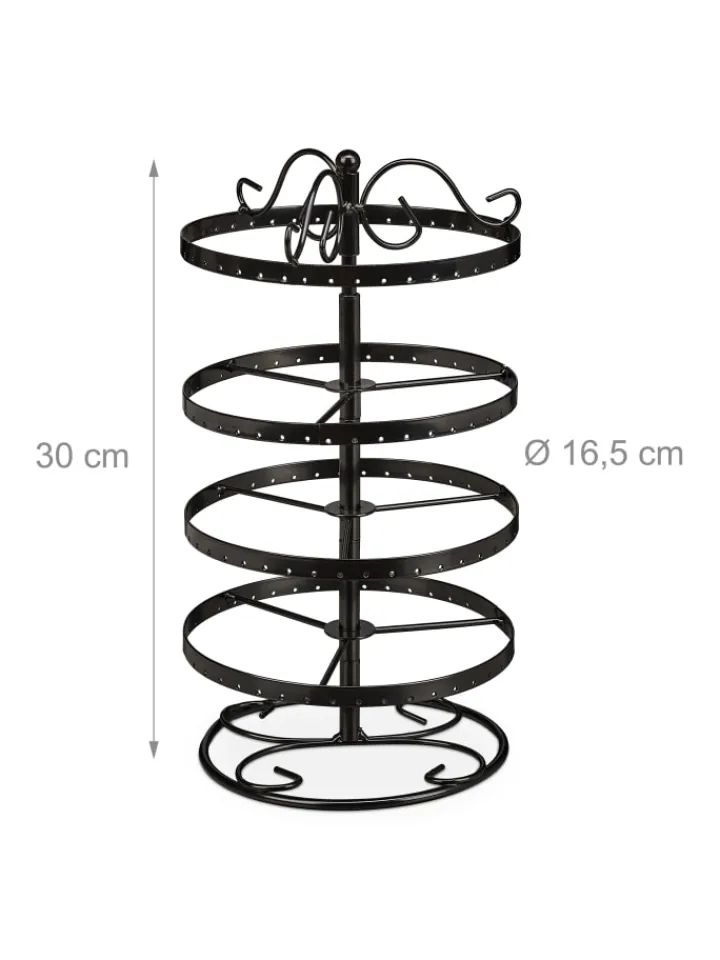 relaxdays Schmuckkästen<Ohrringhalter in Schwarz - (H)30 x Ø16,5 cm