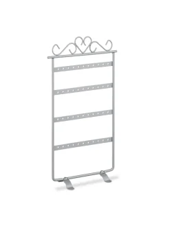 relaxdays Schmuckkästen<Ohrringhalter in Silber - (B)16,5 x (H)30,5 x (T)6,5 cm