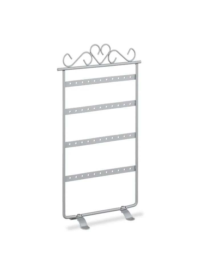 relaxdays Schmuckkästen<Ohrringhalter in Silber - (B)16,5 x (H)30,5 x (T)6,5 cm