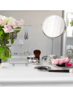 relaxdays Schmuckkästen<Ohrringhalter in Silber - (B)16,5 x (H)30,5 x (T)6,5 cm