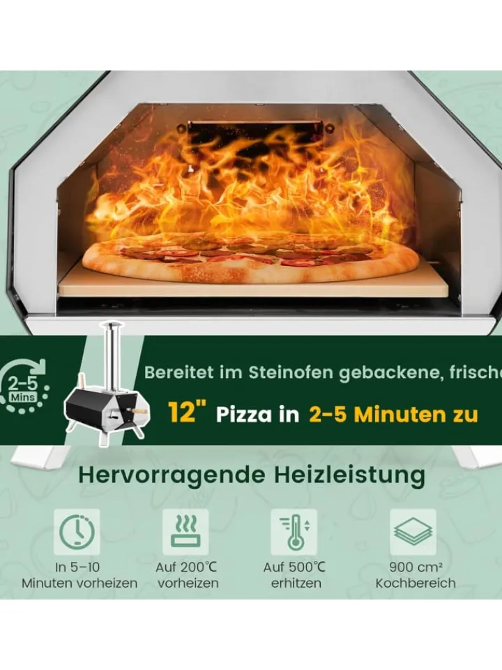 COSTWAY Grillen|Küchenelektronik<Outdoor Pizzaofen in Schwarz