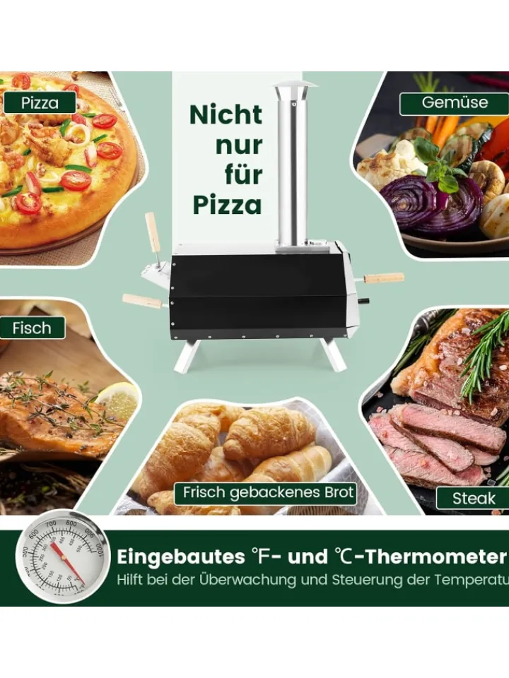 COSTWAY Grillen|Küchenelektronik<Outdoor Pizzaofen in Schwarz