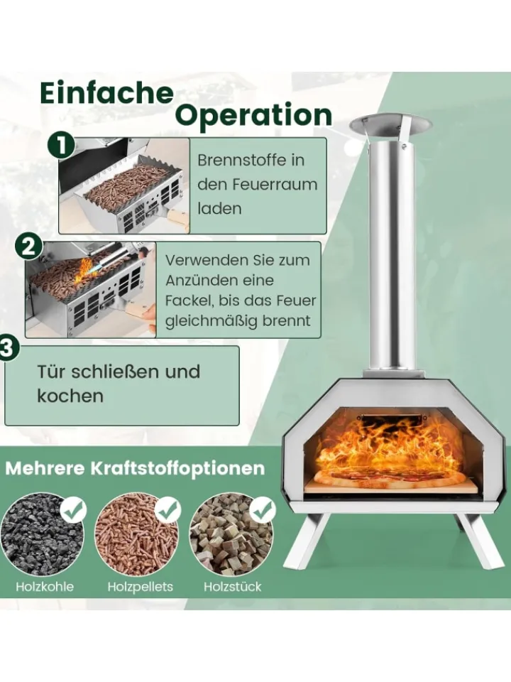 COSTWAY Grillen|Küchenelektronik<Outdoor Pizzaofen in Schwarz