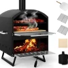 COSTWAY Grillen<Outdoor Pizzaofen in Schwarz