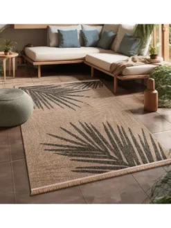 KADIMA DESIGN Outdoorteppiche<Outdoor Teppich Blätter Balkon, Terrasse in Beige