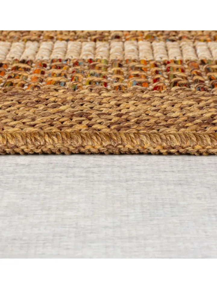 KADIMA DESIGN Outdoorteppiche<Outdoor Teppich Boho Streifen Bordüre, Balkon schmutzabweisend in Ocker