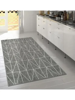 KADIMA DESIGN Outdoorteppiche<Outdoor Teppich Geometrisch Balkon, Terrasse schmutzabweisend in Grau