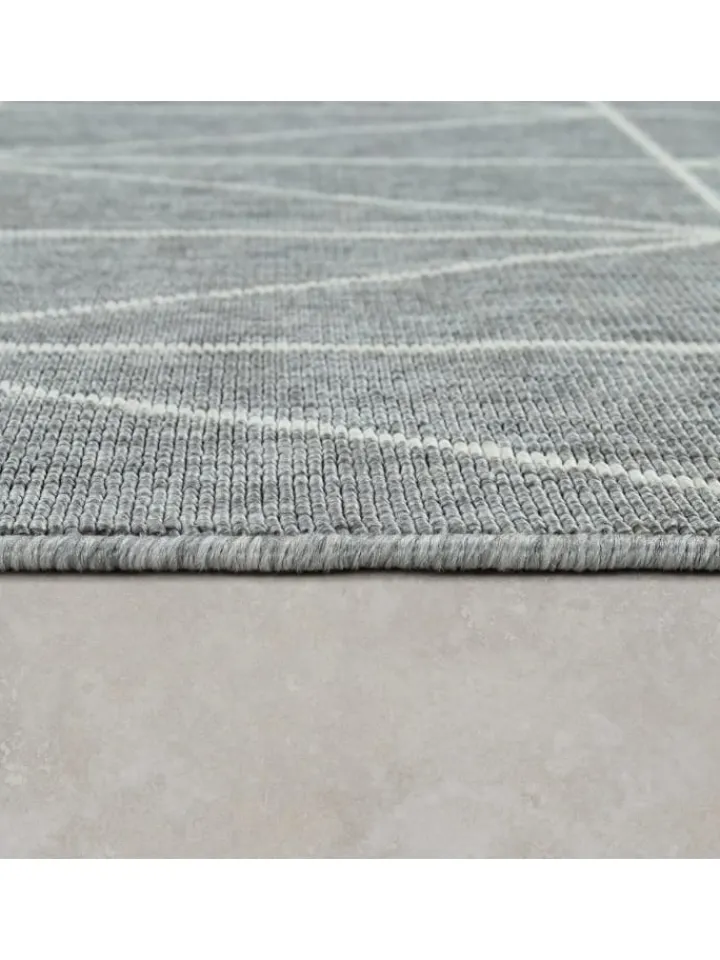 KADIMA DESIGN Outdoorteppiche<Outdoor Teppich Geometrisch Balkon, Terrasse schmutzabweisend in Grau
