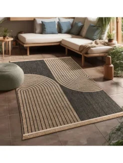 KADIMA DESIGN Outdoorteppiche<Outdoor Teppich Natur Balkon, Terrasse in Anthrazit