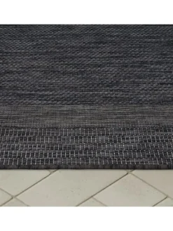 KADIMA DESIGN Outdoorteppiche<Outdoor Teppich Unifarben mit Bordüre Balkon, Terrasse in Anthrazit