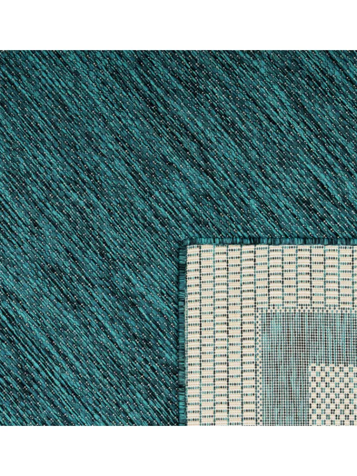 KADIMA DESIGN Outdoorteppiche<Outdoor Teppich Unifarben mit Bordüre Balkon, Terrasse in Türkis