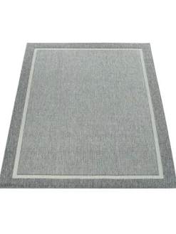 KADIMA DESIGN Outdoorteppiche<Outdoor Teppich Unifarben Bordüre Balkon, Terrasse schmutzabweisend in Grau