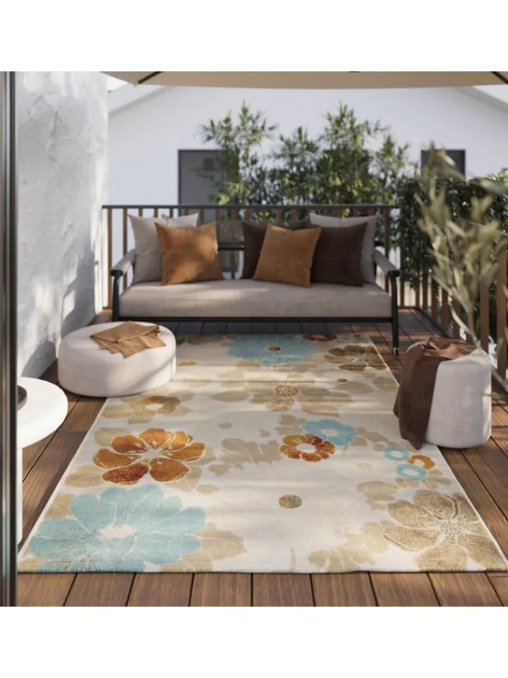 Wecon Home Outdoorteppiche<Outdoorteppich Beach Flower in beige, hellblau, gelb